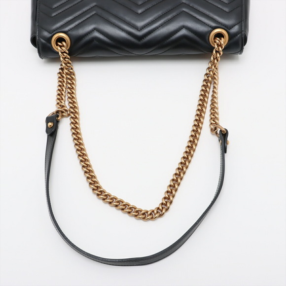 Gucci GG Marmont Leather Chain Shoulder Bag Black - Picture 5 of 8